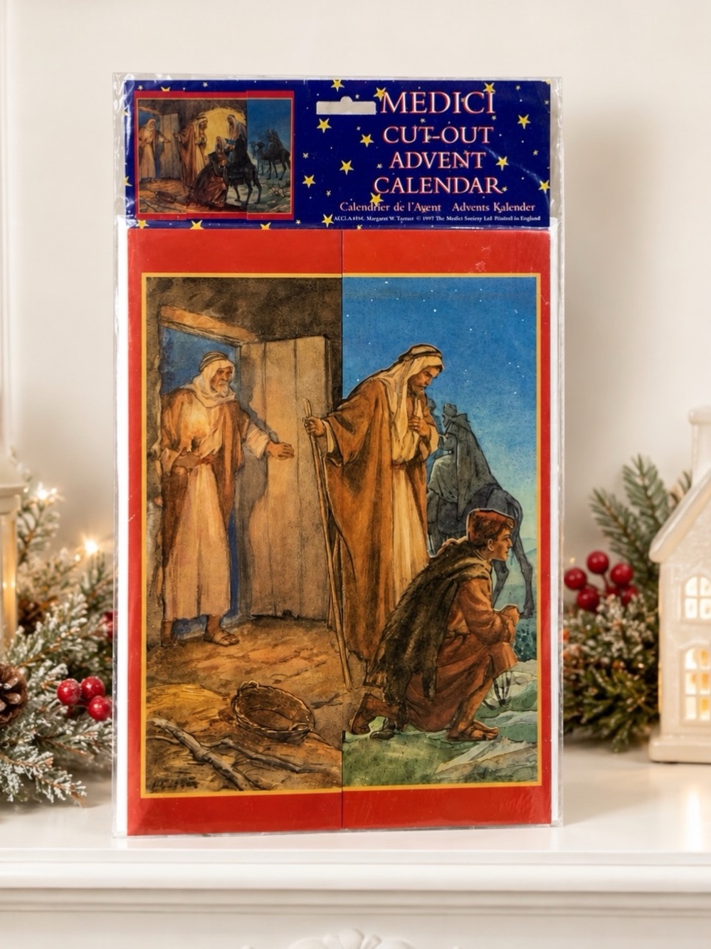 Vintage 1997 Medici Cut-Out Advent Calendar Nativity Scene Made in England New